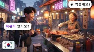 Thumbnail: Korean Podcast for Beginners: Korean Street Food Conversations | 30 Min Easy Korean TOPIK 1