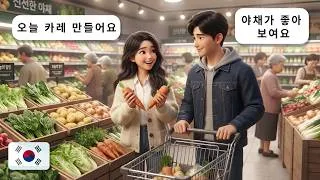 Thumbnail: Korean Podcast for Beginners: Supermarket Shopping Dialogues | 25 Min Easy Korean TOPIK 1