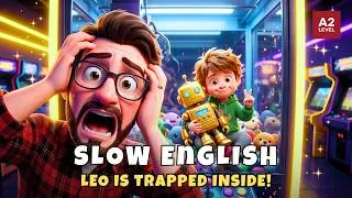 Thumbnail: Leo Got Stuck Inside The Giant Claw Machine! 🕹️😱 | Slow English Listening Story (A2)
