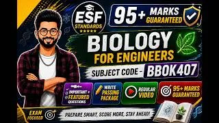 Thumbnail: 🧬 Biology for Engineers | BBOK407 |Important Questions 🔥 Fixed Questions + Passing Package 💯 | VTU