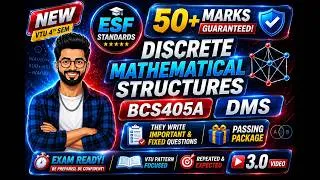 Thumbnail: 🚀 Discrete Mathematical Structures (BCS405A) 3.0 | Important + Fixed Questions | VTU Passing Package