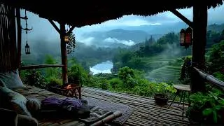 Thumbnail: Mountain Porch in the Clouds | Tranquil Ambience with Flowers, Mist & Village Below