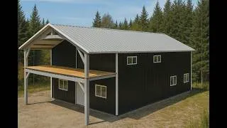 Thumbnail: Ultimate 30x50 Gable Roof Barndominium Kit [Two-Story with Front Porch]
