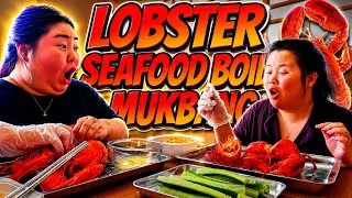 Thumbnail: Eating Entire Lobsters + Spicy Fire Noodles Mukbang 먹방 Eating Show w/ @MichelleYeji *Seafood Boil*