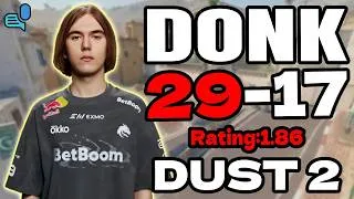 Thumbnail: donk 29-17 | Rating 1.86 | dust2 | FACEIT EU | +VOICE | Aug 29, 2026