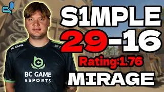 Thumbnail: s1mple 29-16 | rating:1.76 | mirage | +VOICE | EU FACEIT | Aug 26, 2026