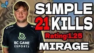 Thumbnail: s1mple 21 KILLS | rating:1.25 | mirage | +VOICE | EU FACEIT | Aug 29, 2026