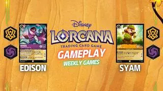 Thumbnail: Disney Lorcana - Gameplay - Edison (Amber Amethyst) vs Syam (Amber Amethyst)