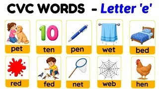 Thumbnail: CVC WORDS for Kids | CVC Words with Letter E | Three Letter Words | Educational Videos #cvcwords