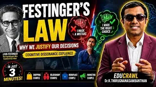 Thumbnail: 👉 Why Your Brain Justifies Bad Decisions | Festinger’s Law Explained in 3 Minutes