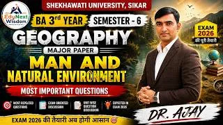 Thumbnail: Geography Semester 6 Major | Man and Natural Environment |PDUSU BA 3rd Year Important Questions