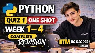 Thumbnail: Python Quiz 1 One Shot | Week 1–4 Complete Revision | IITM BS Degree | English