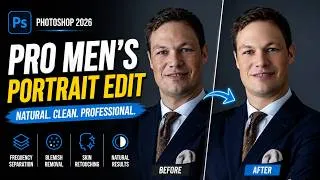 Thumbnail: High-End Male Retouching in Photoshop | Frequency Separation for Social Media Profile Photos #howto