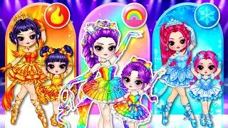 Thumbnail: Rumi, Mira & Zoey Elements Ballerina Family Glow Up! Which Outfit Wins? | DIY Fashion Paper Dolls