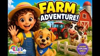 Thumbnail: Ela Visits the Farm! 🐄 | Learn Farm Animals with Buddy | Kids Adventure
