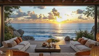 Thumbnail: Relaxing Mind With Peaceful Jazz | Calm Sunset Jazz In Tranquil Cafe Balcony & Wave Sound For Relax