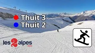 Thumbnail: Snowboarding Les Deux Alpes - Thuit 3, Thuit 2 (left)