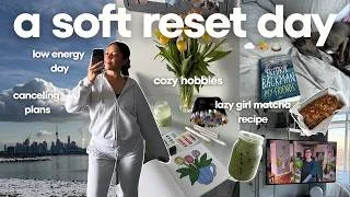 Thumbnail: a soft reset day ☁️ feeling low, cancelling plans, cozy hobbies & lazy girl matcha 🎨🍵