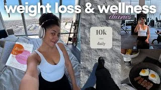 Thumbnail: weight loss & wellness diaries 🌱 lowering caffeine, 10k steps, learning not to rush through life..