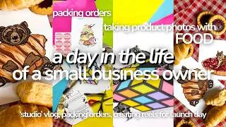 Thumbnail: VLOG🧁: art prints with FOOD 🥐 small business day in the life ✍🏻 launch day, packing orders 🍪🎥