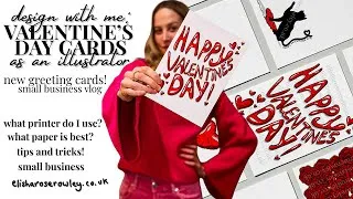 Thumbnail: Making Valentine's Day Cards 💌♥️ Sketch to Final Product ✍🏻 Procreate Tips, Printing, Business Vlog🎨