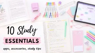Thumbnail: 10 Study Essentials for online school 👩🏻‍💻 Desk accessories & study tips for students!