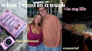 Thumbnail: What I read in a week | spend the week with me, fantasy, popular books, noah kahan concert