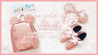 Thumbnail: DIY Rose Gold Glitter on a Minnie Ears Backpack ♡