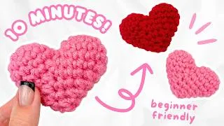 Thumbnail: EASY crochet heart tutorial for BEGINNERS (no-sew!) | how to crochet amigurumi heart step-by-step ❤️