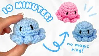 Thumbnail: EASY crochet mini jellyfish octopus tutorial for BEGINNERS (no-sew!) | how to crochet amigurumi 🐙