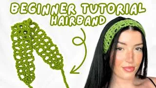 Thumbnail: easy crochet mesh hairband tutorial | crochet simple headband for BEGINNERS ♡