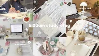 Thumbnail: 5 AM productive morning routine ☁️ aesthetic college day in the life