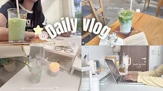 Thumbnail: Spend a Productive Day With Me! 🎧 studying at cafes, stationery haul & cozy evening