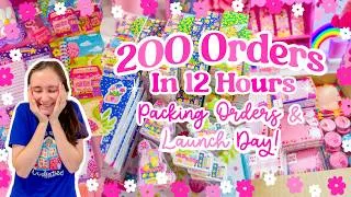 Thumbnail: 200 ORDERS IN 12 HOURS 😭 Packing Orders & Launch Day Behind the Scenes! 🩷 SMALL BUSINESS STUDIO VLOG