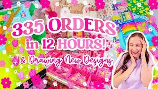 Thumbnail: 335 ORDERS in 12 HOURS!? 😭 Launch Day & Drawing New Designs! 💕 Small Business Studio Vlog
