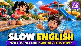 Thumbnail: Why Is Max Drowning? 😱 | Slow English Listening (A2 Level)
