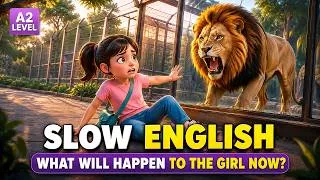 Thumbnail: Mia Is Trapped — And the Lion Is Getting Closer | Easy English Listening (A1–A2)