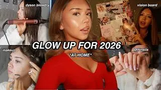 Thumbnail: GLOW UP FOR 2026!! *at home* *dyson blowout* *skincare* *nails* *makeup* *vision board*