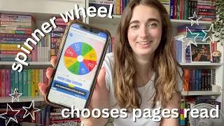 Thumbnail: spinner wheel chooses how many pages i read! 📚❤️