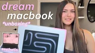 Thumbnail: BUYING MY DREAM MACBOOK 🌸 how I paid for it, unboxing, aesthetic setup
