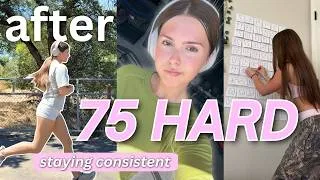 Thumbnail: How I Stay Consistent After 75 Hard 🌸 healthy habits, workouts & what I eat in a day