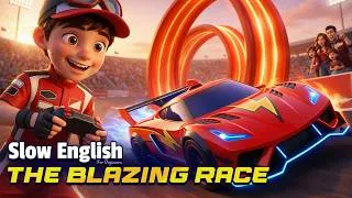 Thumbnail: The Racing Car and the Blazing Race | Easy English Listening Practice (A2)