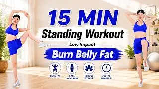 Thumbnail: 15-Min Standing Abs Workout 🔥 Burn Belly Fat & Lose Weight | Low Impact, No Jumping