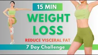 Thumbnail: 7-Day Weight Loss Challenge | 15 Min Full Body Cardio to Burn Fat & Reduce Visceral Fat | No Jumping