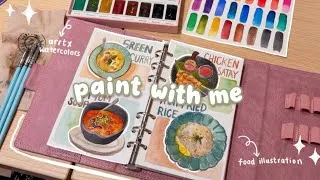 Thumbnail: 🥘 paint with me! 🍛 food illustration using arrtx 24 colors watercolor set 🎨