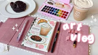 Thumbnail: 🌸 art vlog ☕️ painting at a cafe, lightwish travel watercolor set, stationery haul, michael movie