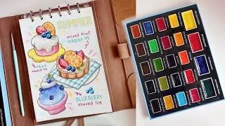 Thumbnail: 🍧 paint with me ☀️ summer food illustration 🍨 trying lightwish watercolor and travel sketchbook ✨ 