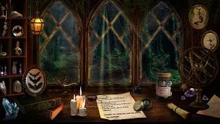 Thumbnail: The Keeper of Oddities 🗝️📜🕯️ Haunting Piano, Fire Crackle & Night Forest Ambience | Dark Academia