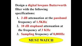 Thumbnail: Q9a Design a digital lowpass Butterworth filter with the following specifications