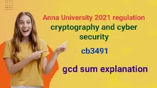 Thumbnail: gcd sum || cryptography and cyber security || regulation 21 || easily solve sum. #engineering Tamil
